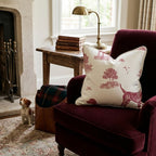 Hunting Dog Toile Red Throw Pillow - Hillcroft Home