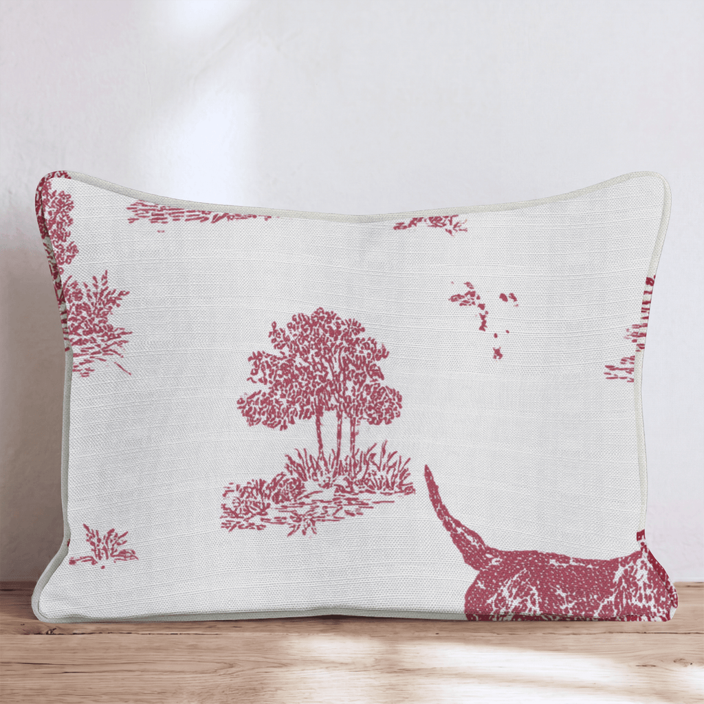 Hunting Dog Toile Red Throw Pillow - Hillcroft Home