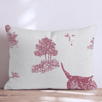 Hunting Dog Toile Red Throw Pillow - Hillcroft Home