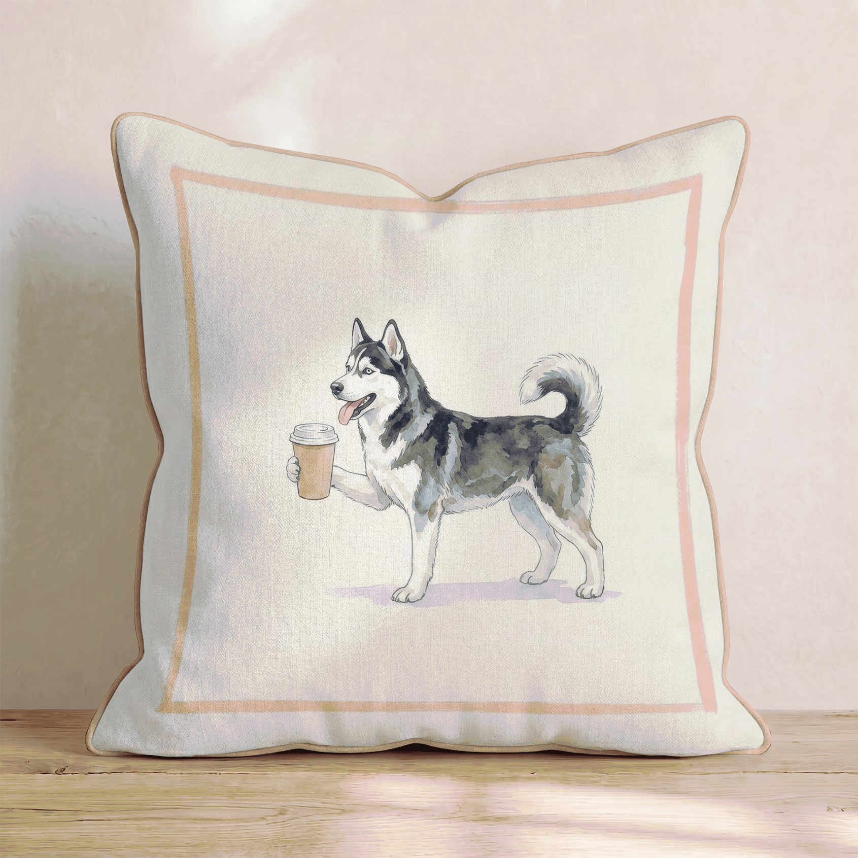 Husky Coffee Throw Pillow - Hillcroft Home