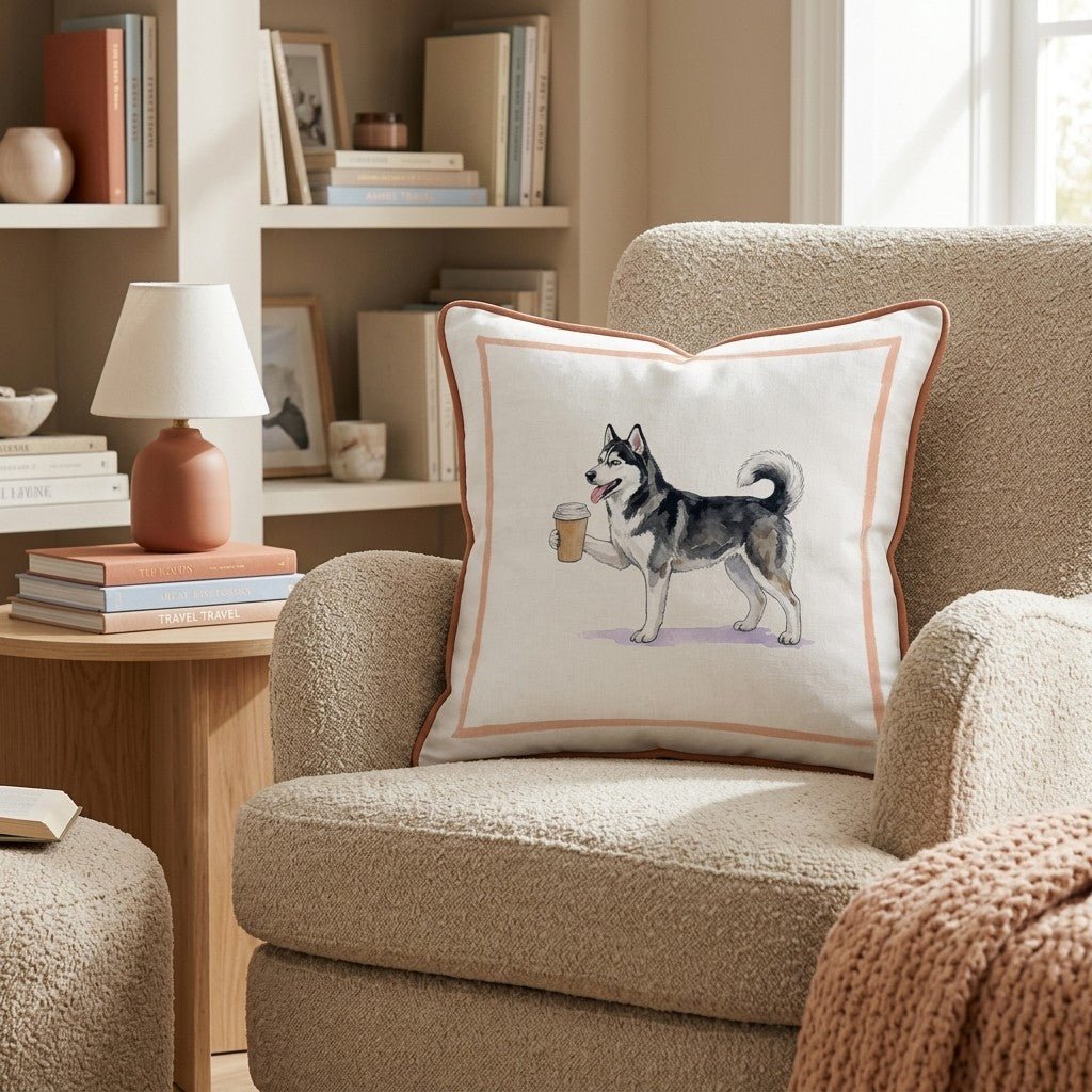 Husky Coffee Throw Pillow - Hillcroft Home