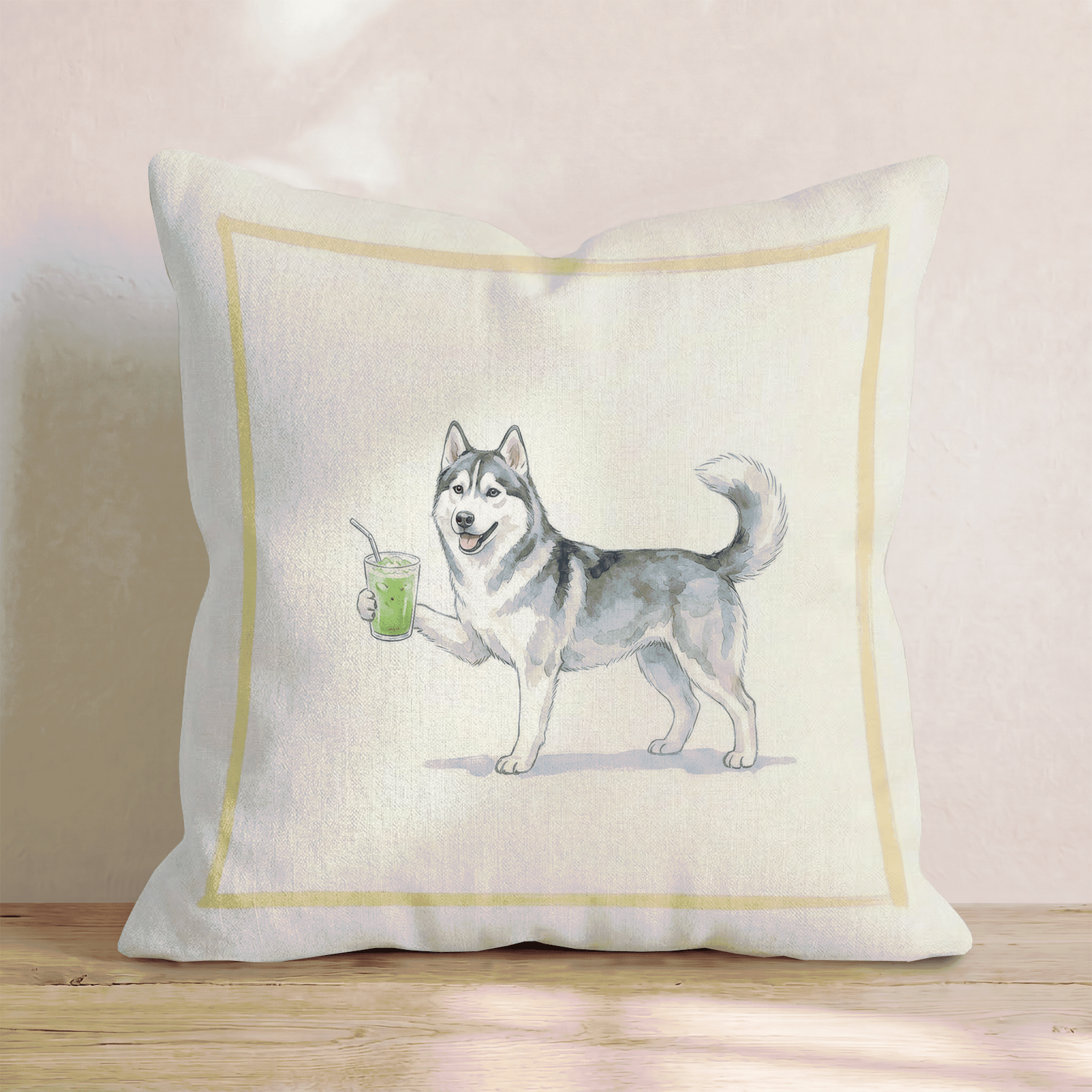 Husky Matcha Throw Pillow - Hillcroft Home