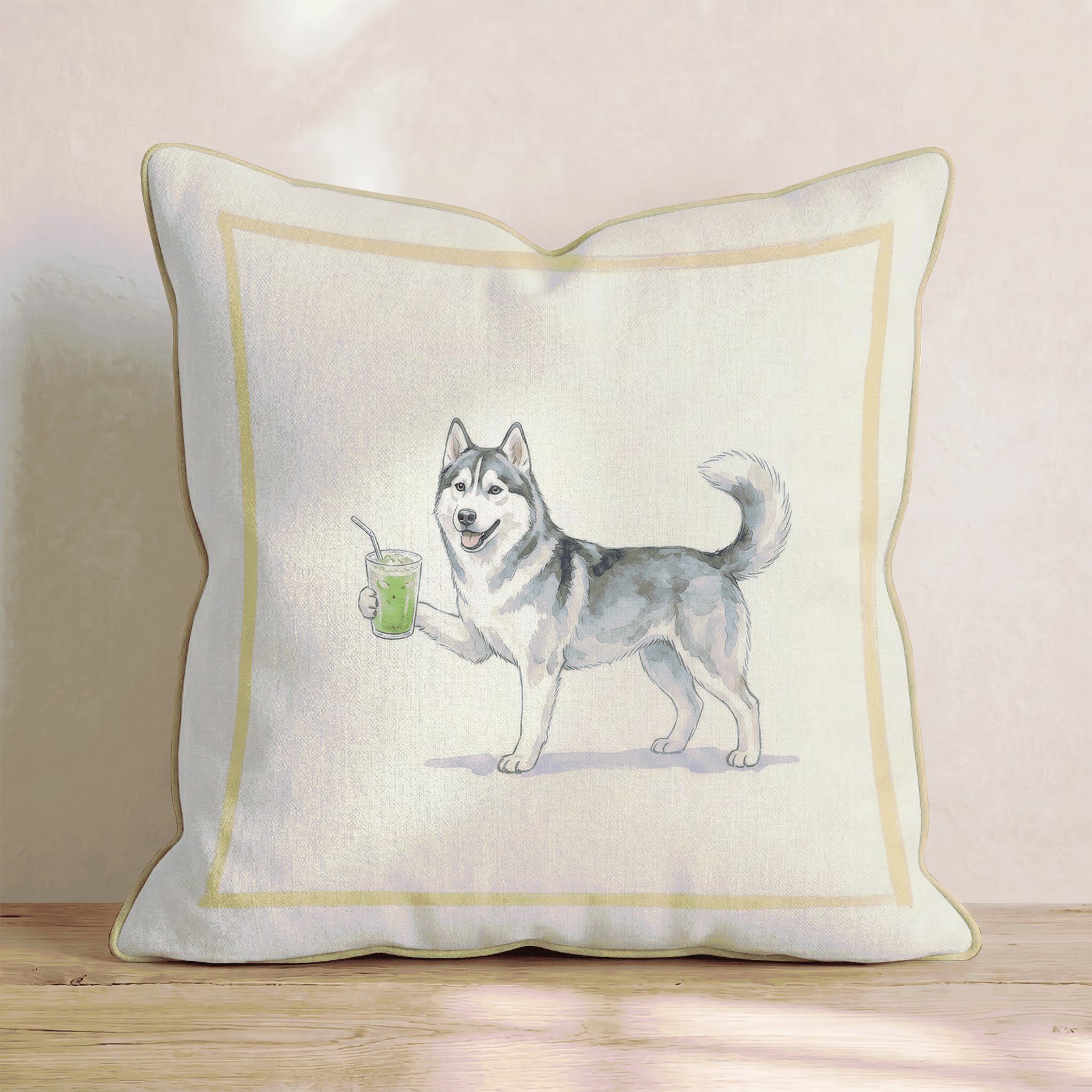 Husky Matcha Throw Pillow - Hillcroft Home