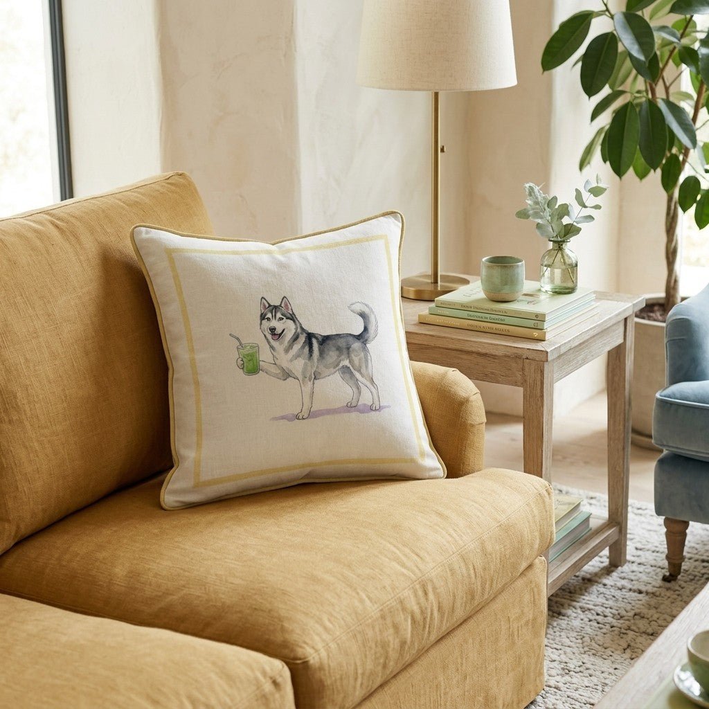 Husky Matcha Throw Pillow - Hillcroft Home