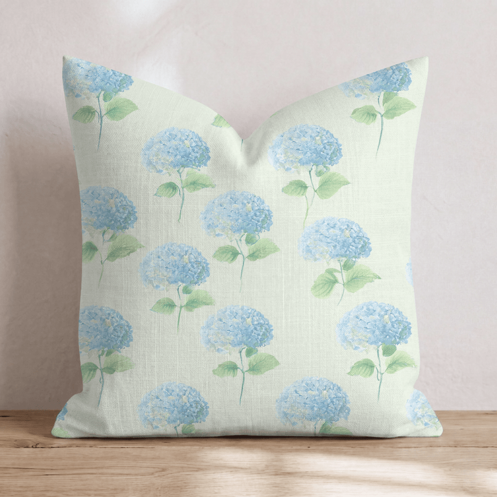 Hydrangea Mint Throw Pillow - Hillcroft Home