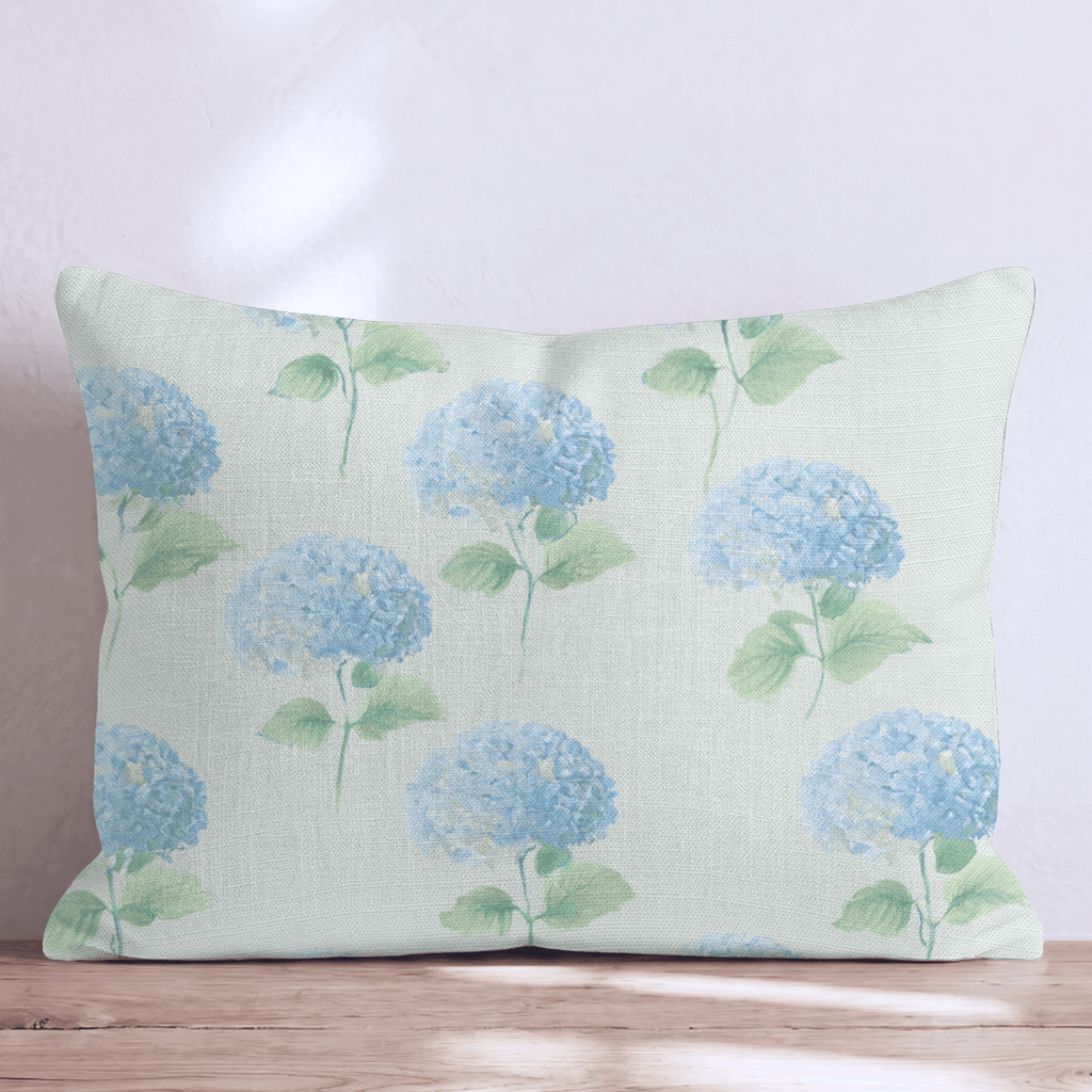 Hydrangea Mint Throw Pillow - Hillcroft Home