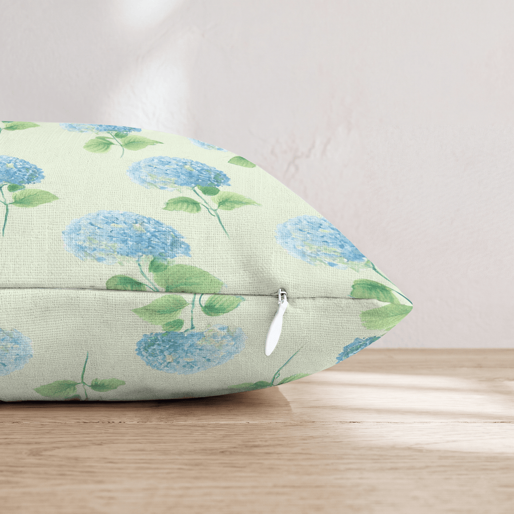 Hydrangea Mint Throw Pillow - Hillcroft Home