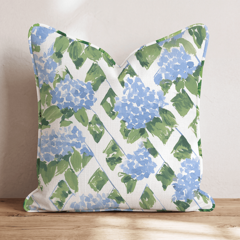 Hydrangea Trellis Throw Pillow - Hillcroft Home