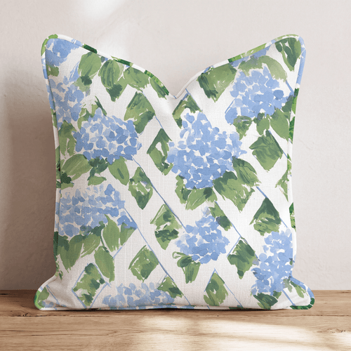 Hydrangea Trellis Throw Pillow - Hillcroft Home