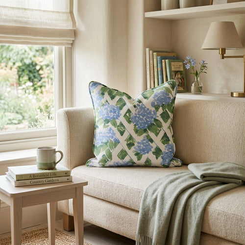 Hydrangea Trellis Throw Pillow - Hillcroft Home