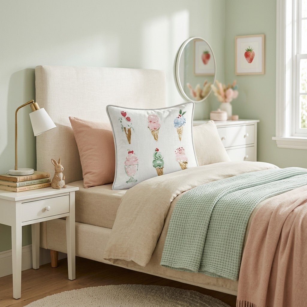 Ice Cream Cones Throw Pillow - Hillcroft Home