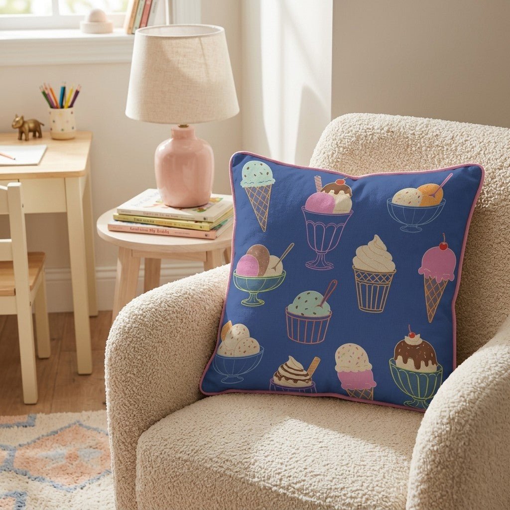 Ice Cream Pattern Throw Pillow - Hillcroft Home