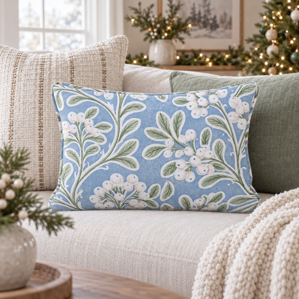 Iced Blue Meadow Throw Pillow throw pillow - Hillcroft Home