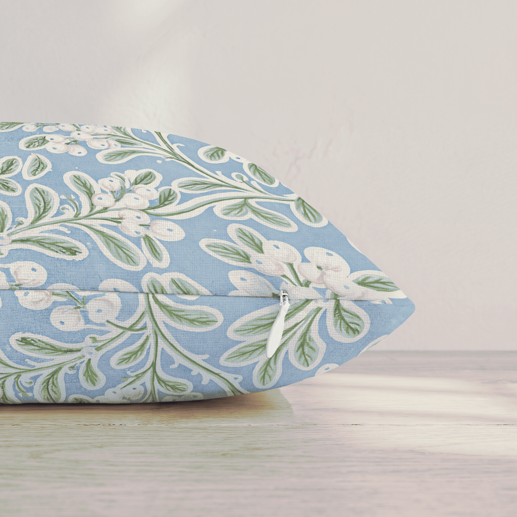 Iced Blue Meadow Throw Pillow throw pillow - Hillcroft Home