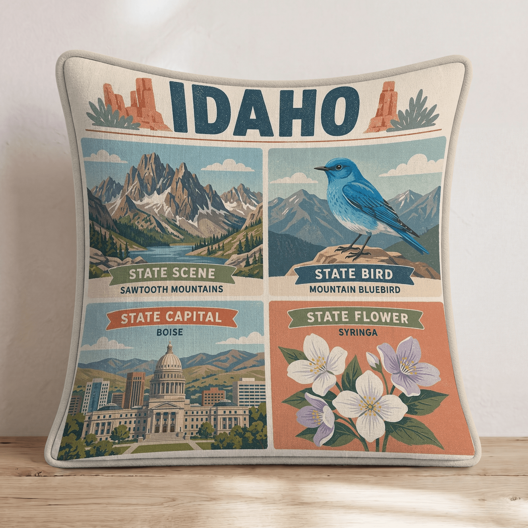 Idaho State Symbol Throw Pillow - Hillcroft Home