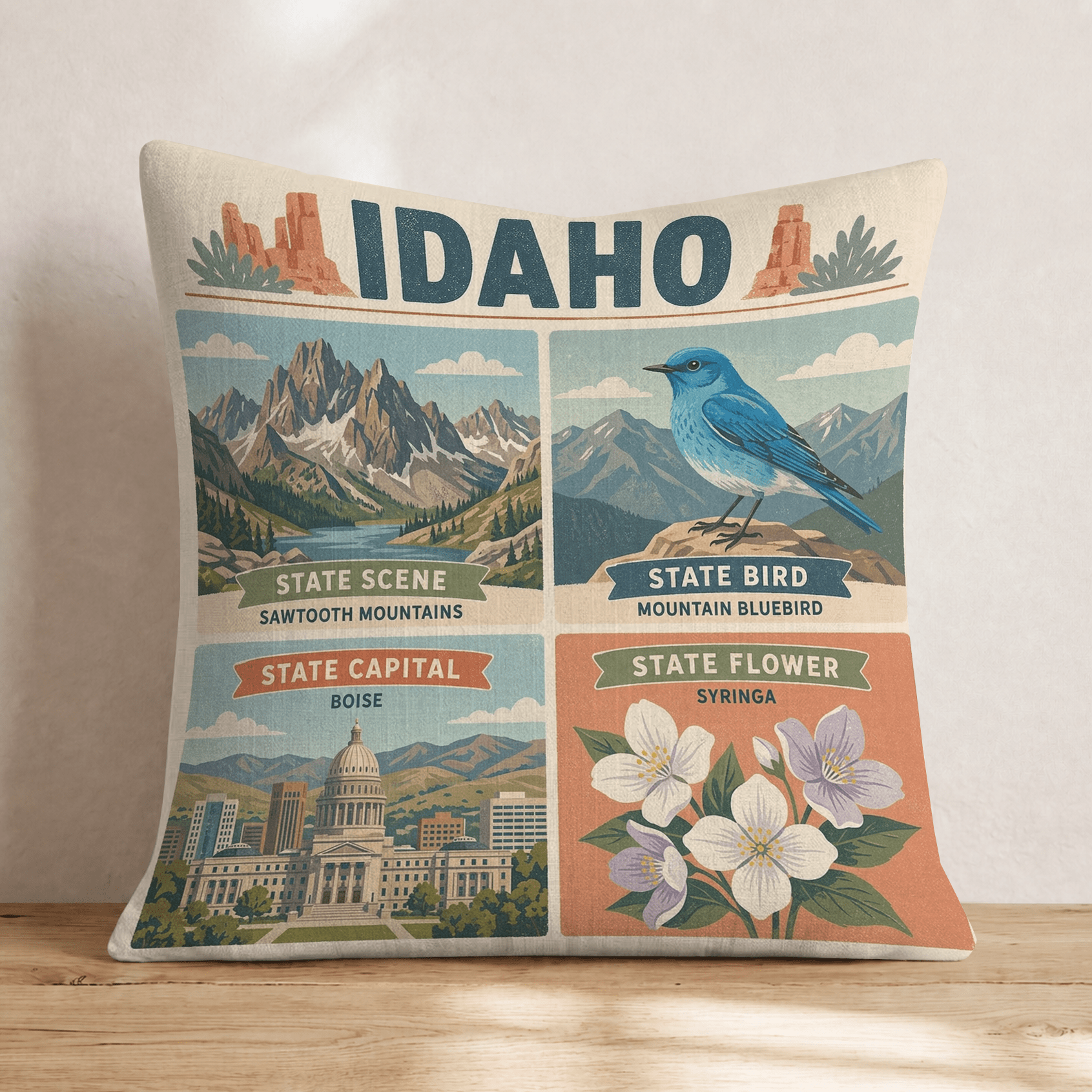 Idaho State Symbol Throw Pillow - Hillcroft Home