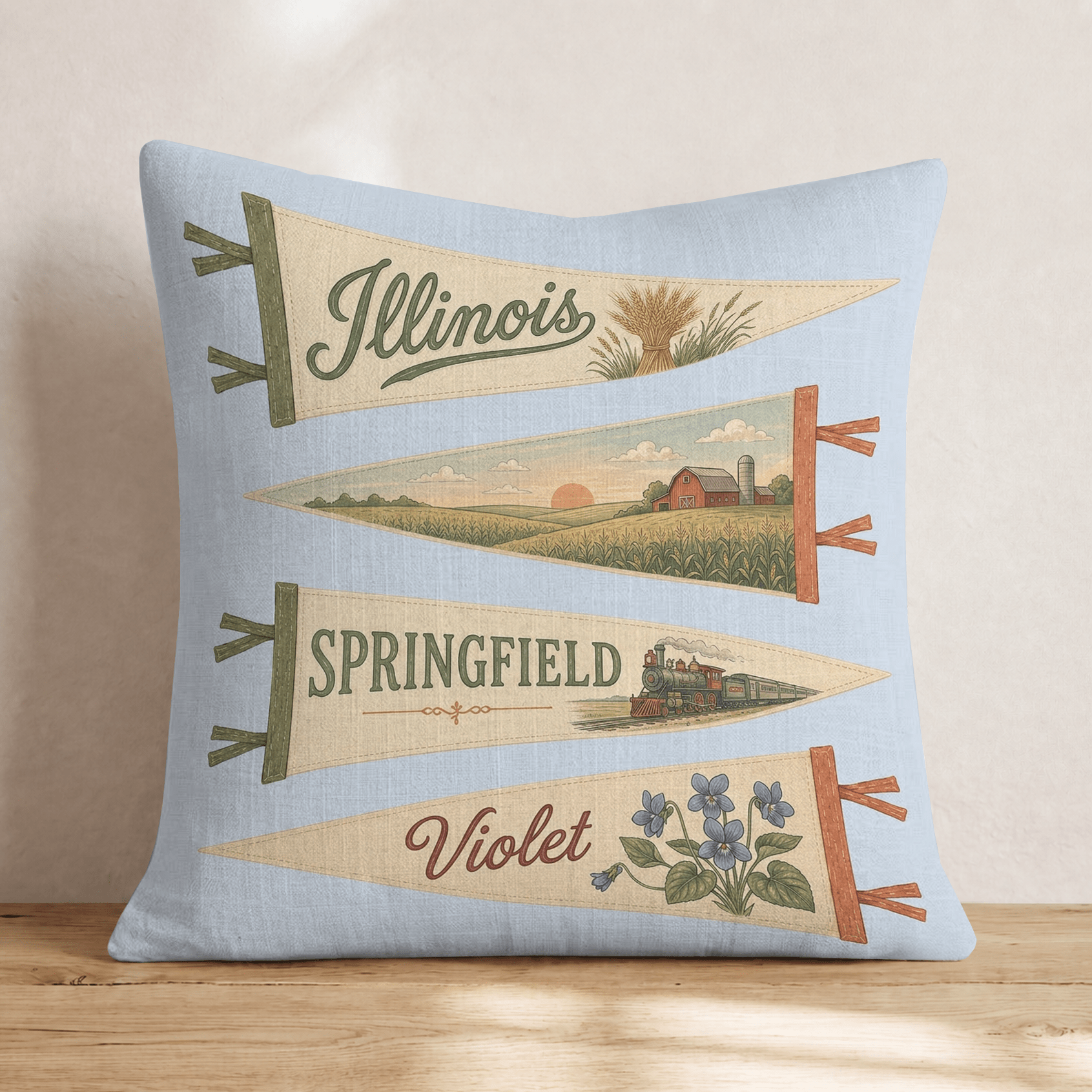 Illinois Pennant Throw Pillow - Hillcroft Home