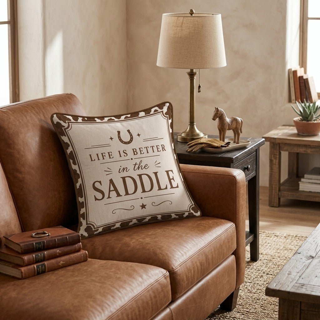 In the Saddle Throw Pillow - Hillcroft Home