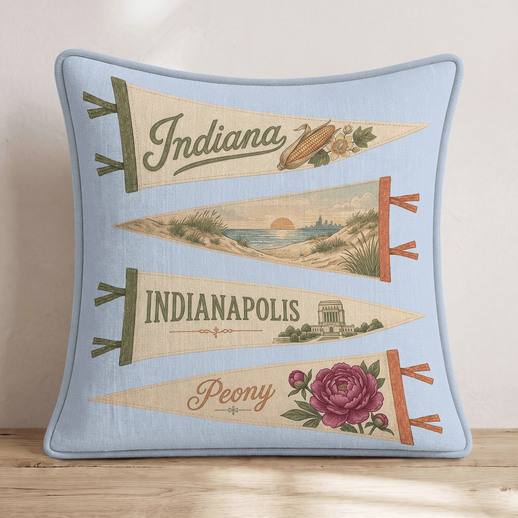 Indiana Pennant Throw Pillow - Hillcroft Home