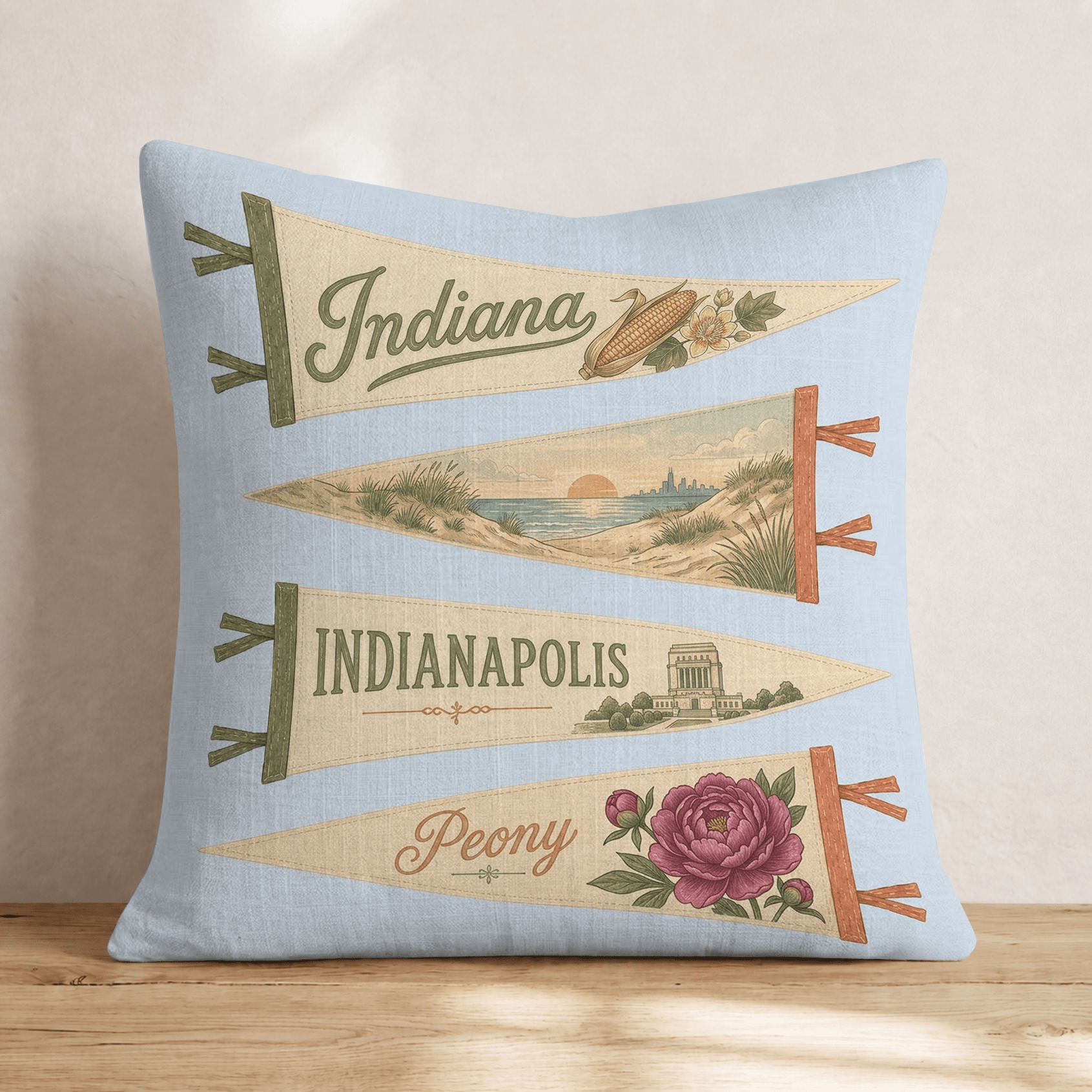 Indiana Pennant Throw Pillow - Hillcroft Home