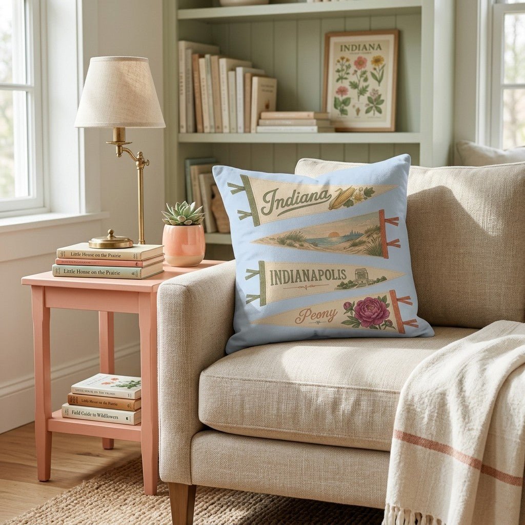 Indiana Pennant Throw Pillow - Hillcroft Home