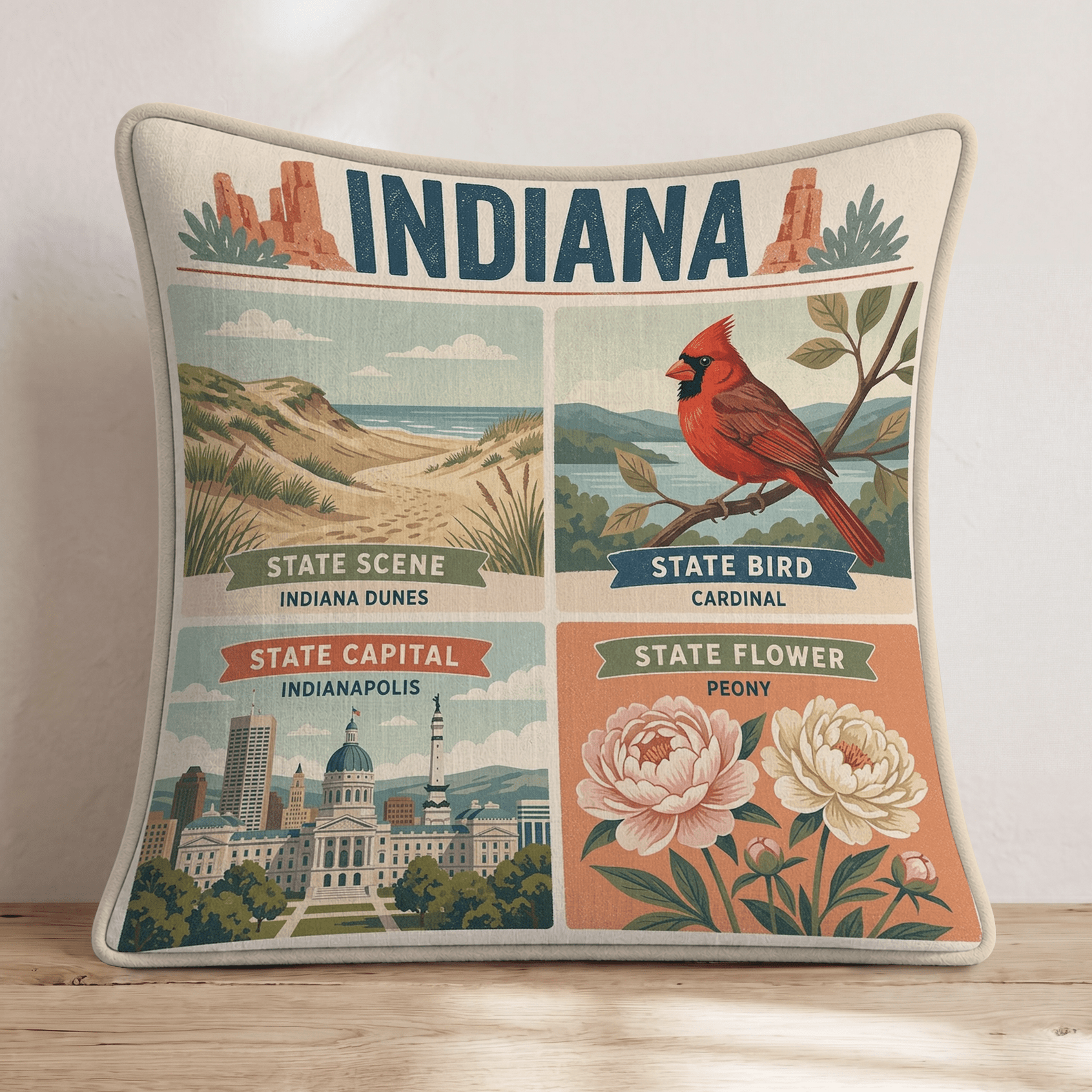 Indiana State Symbol Throw Pillow - Hillcroft Home