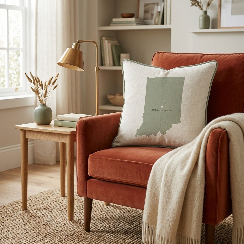 IndianaState Capital Throw Pillow - Hillcroft Home