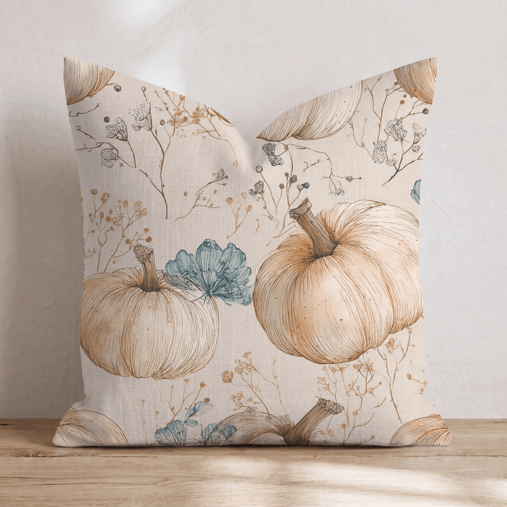 Ink-Line Pumpkins Throw Pillow - Hillcroft Home