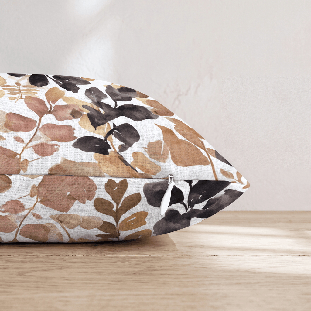 Ink-Washed Leaves Throw Pillow - Hillcroft Home