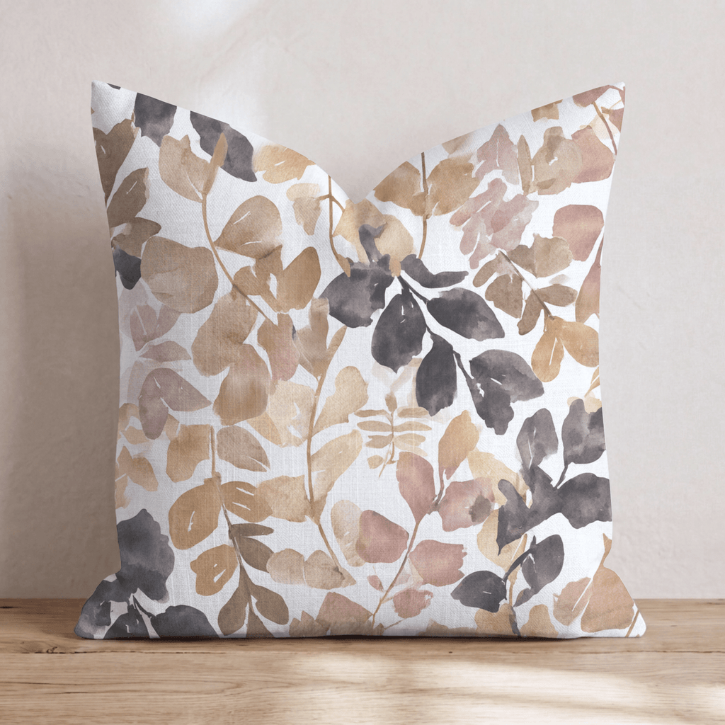 Ink-Washed Leaves Throw Pillow - Hillcroft Home
