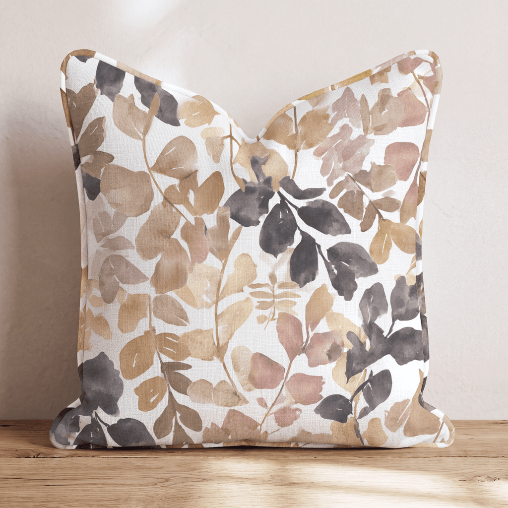 Ink-Washed Leaves Throw Pillow - Hillcroft Home