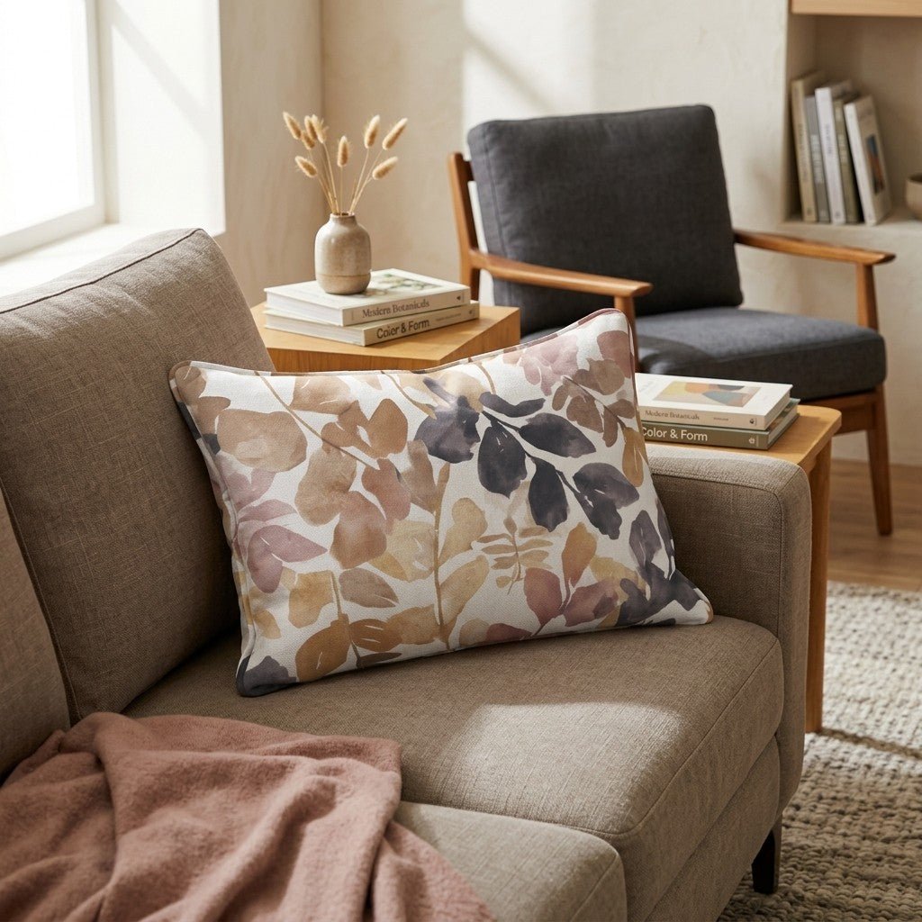 Ink-Washed Leaves Throw Pillow - Hillcroft Home