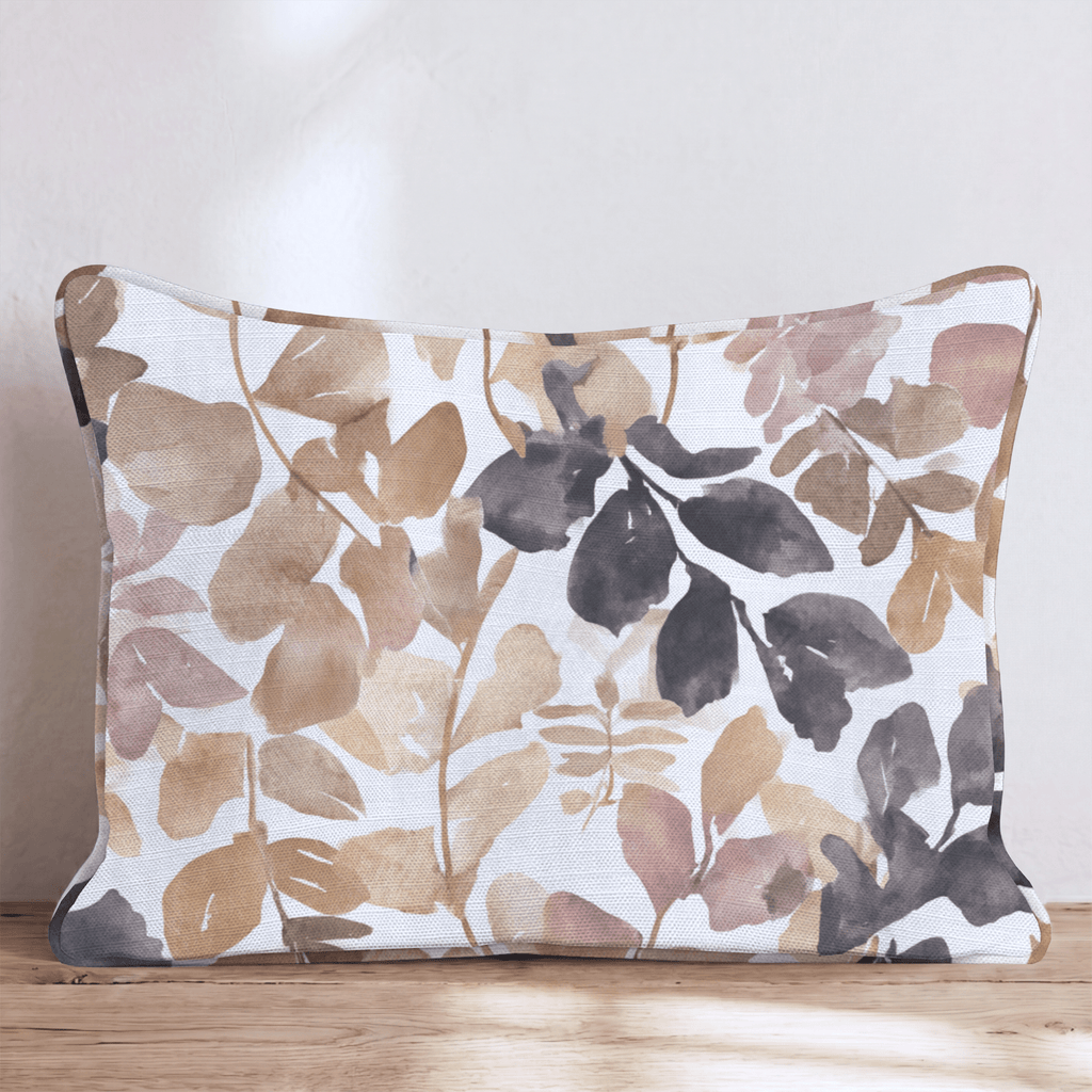 Ink-Washed Leaves Throw Pillow - Hillcroft Home