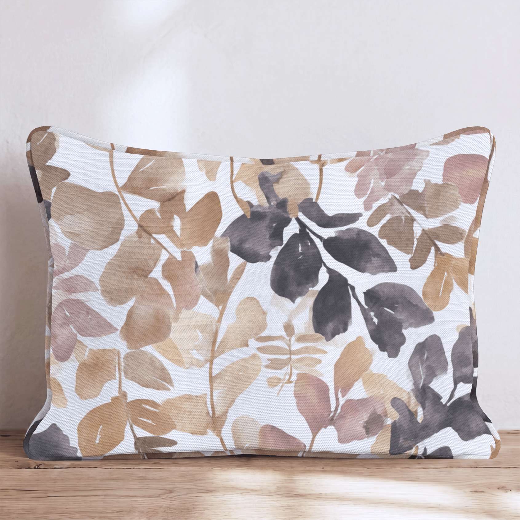 Ink-Washed Leaves Throw Pillow - Hillcroft Home