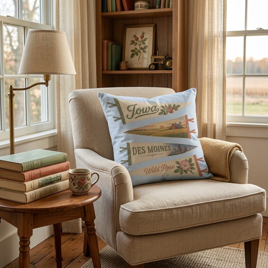 Iowa Pennant Throw Pillow - Hillcroft Home