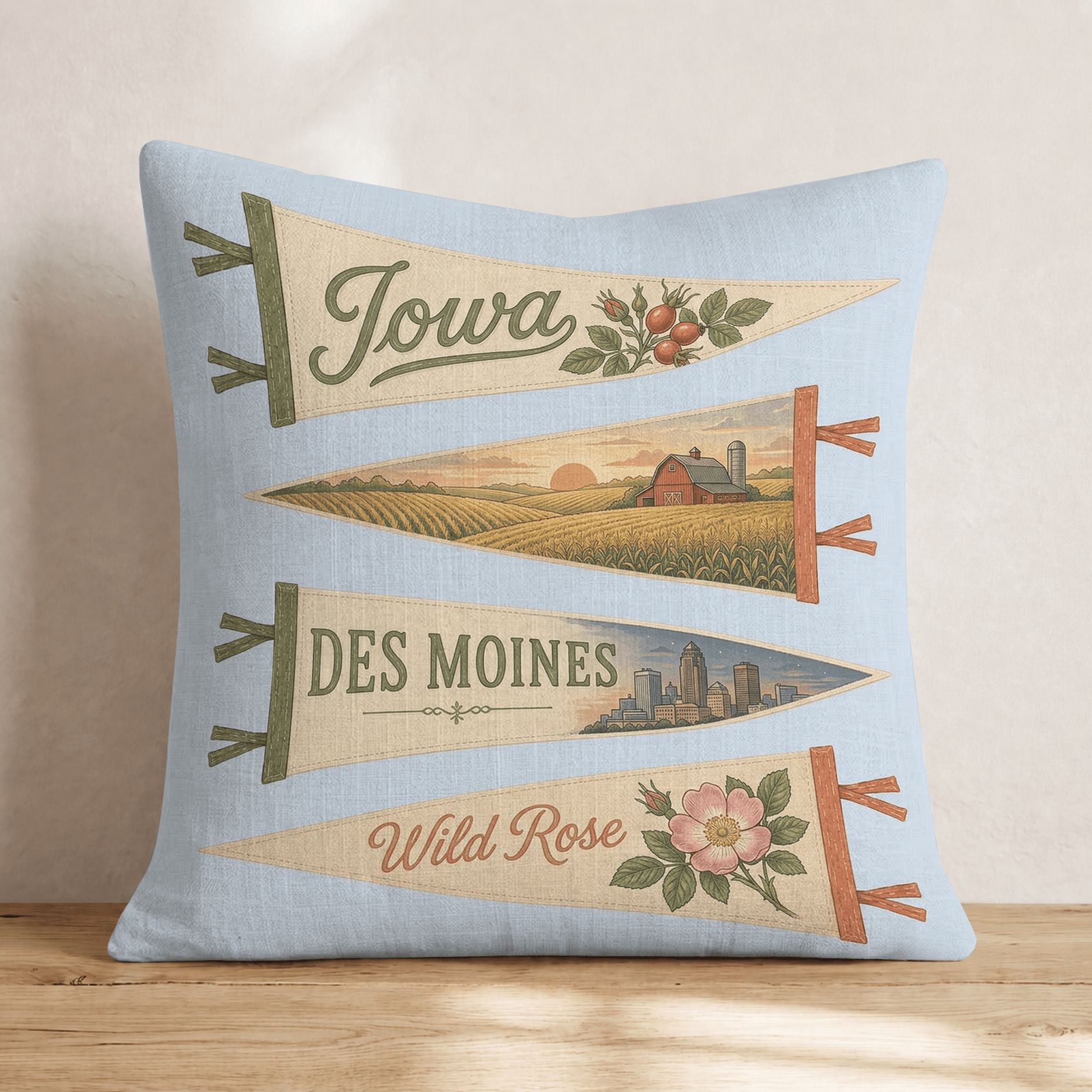 Iowa Pennant Throw Pillow - Hillcroft Home