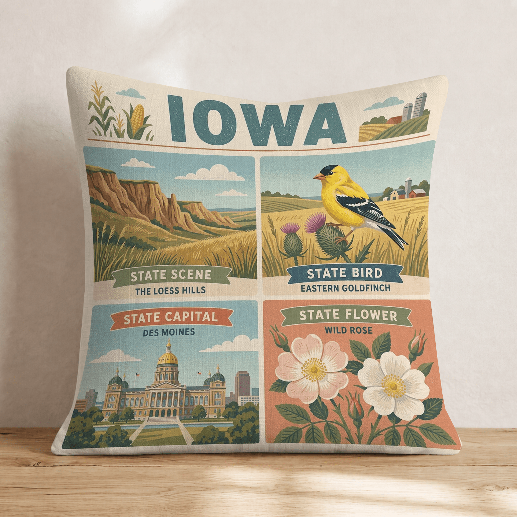 Iowa State Symbol Throw Pillow - Hillcroft Home
