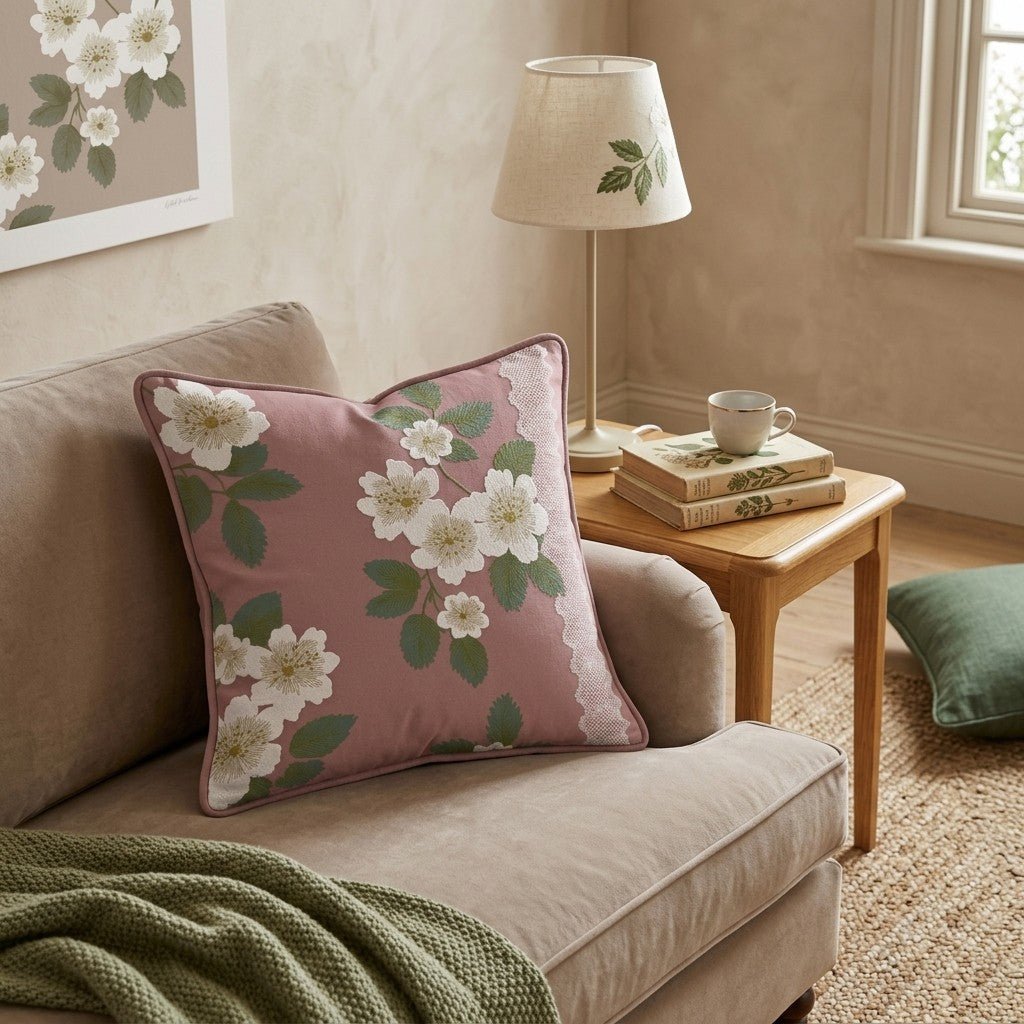 Ivory Blossom Lace Throw Pillow - Hillcroft Home