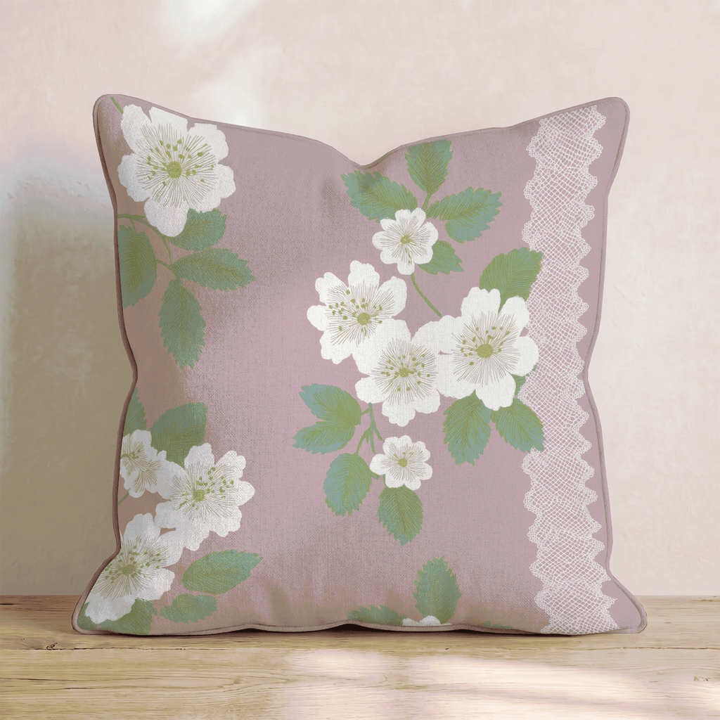 Ivory Blossom Lace Throw Pillow - Hillcroft Home