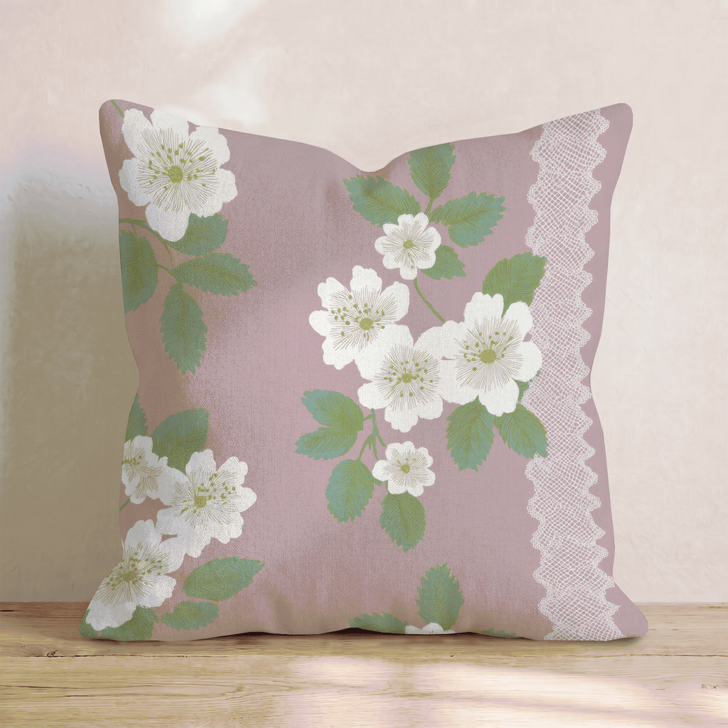 Ivory Blossom Lace Throw Pillow - Hillcroft Home