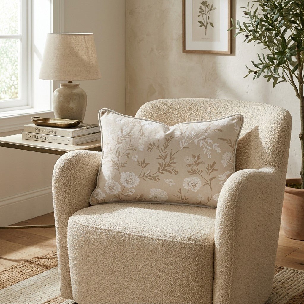 Ivory Botanical Throw Pillow - Hillcroft Home