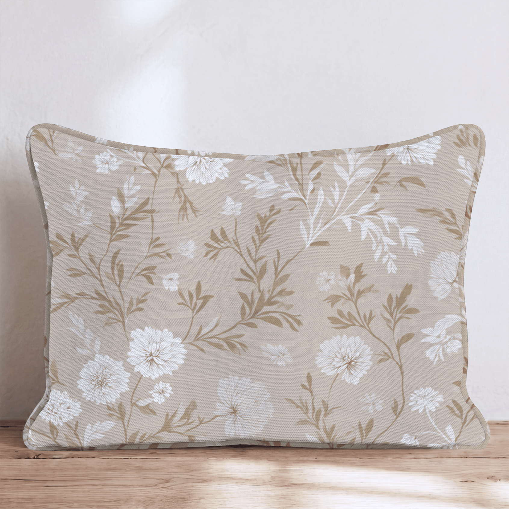 Ivory Botanical Throw Pillow - Hillcroft Home