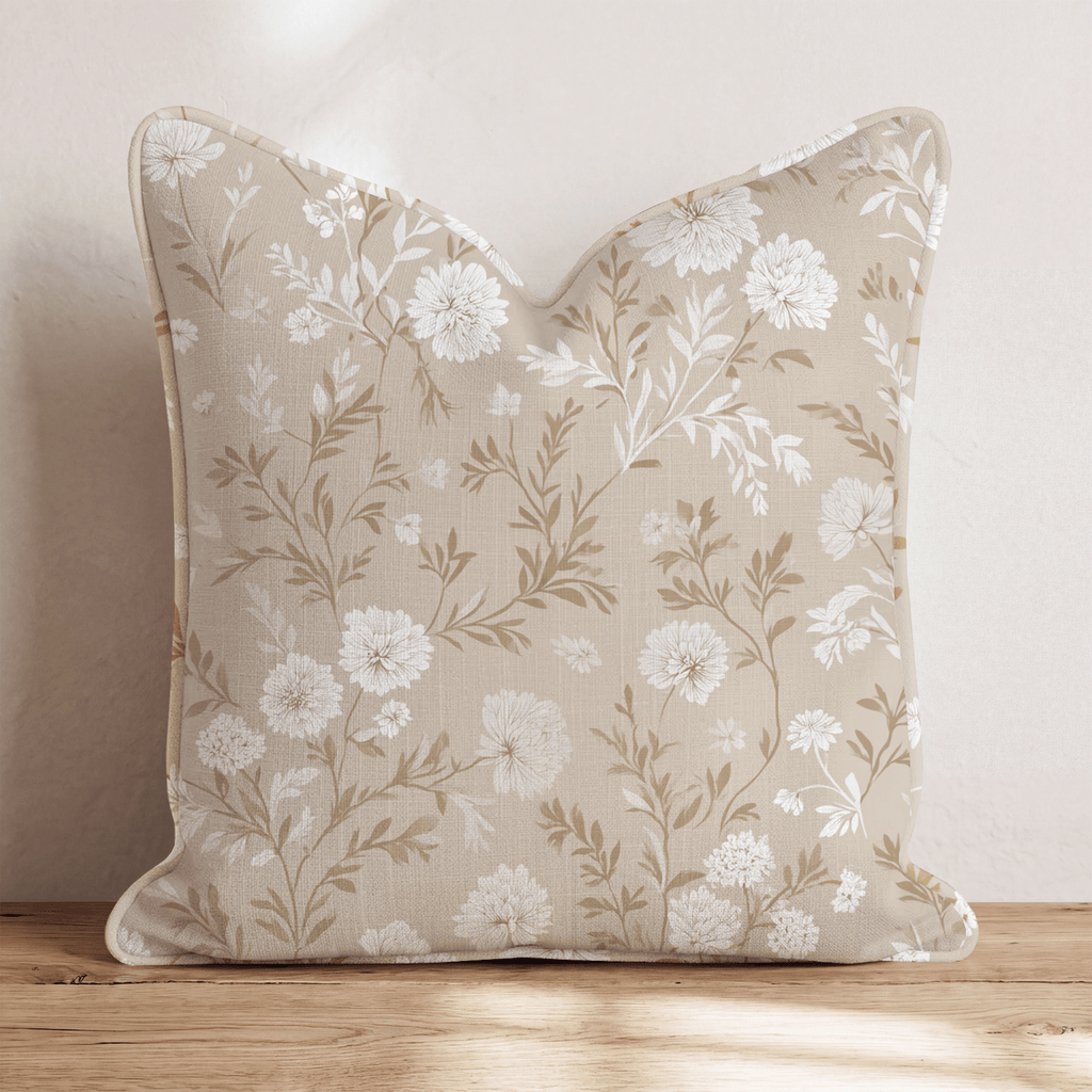 Ivory Botanical Throw Pillow - Hillcroft Home