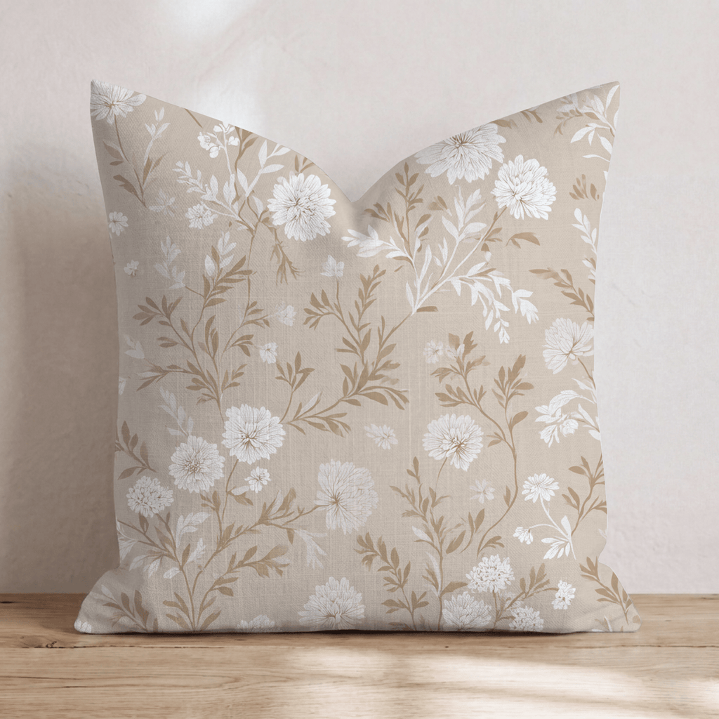 Ivory Botanical Throw Pillow - Hillcroft Home