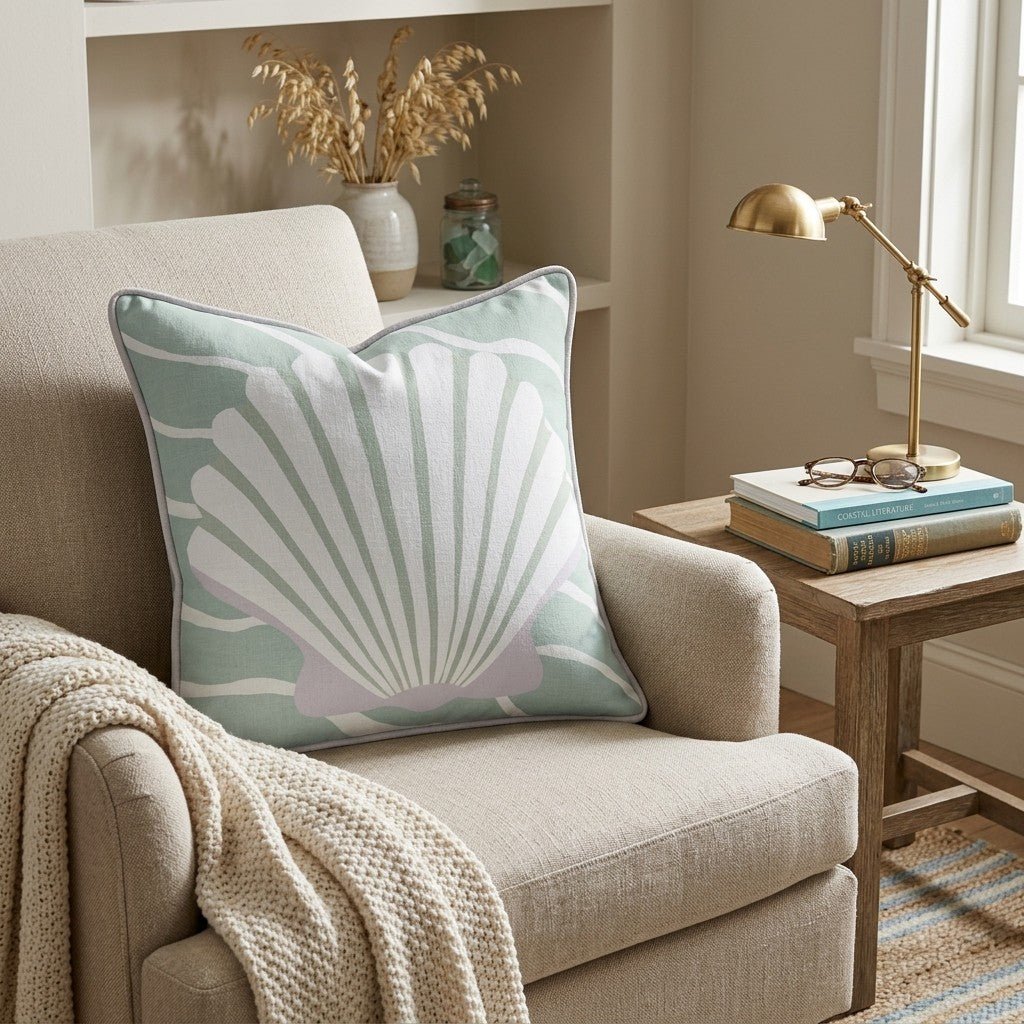 Ivory Shell Throw Pillow - Hillcroft Home