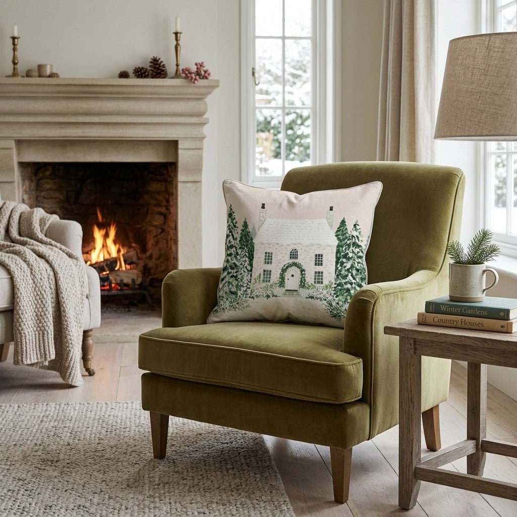 Ivory Stone Pine Cottage Throw Pillow - Hillcroft Home