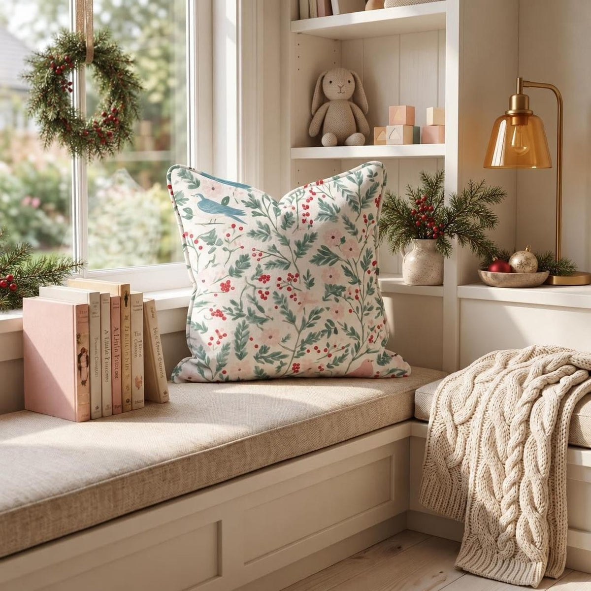 Ivory Tower Christmas Throw Pillow throw pillow - Hillcroft Home