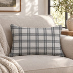 Ivory Windowpane Throw Pillow throw pillow - Hillcroft Home