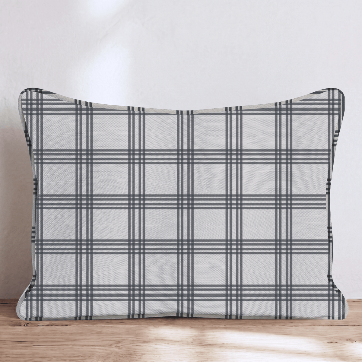Ivory Windowpane Throw Pillow throw pillow - Hillcroft Home