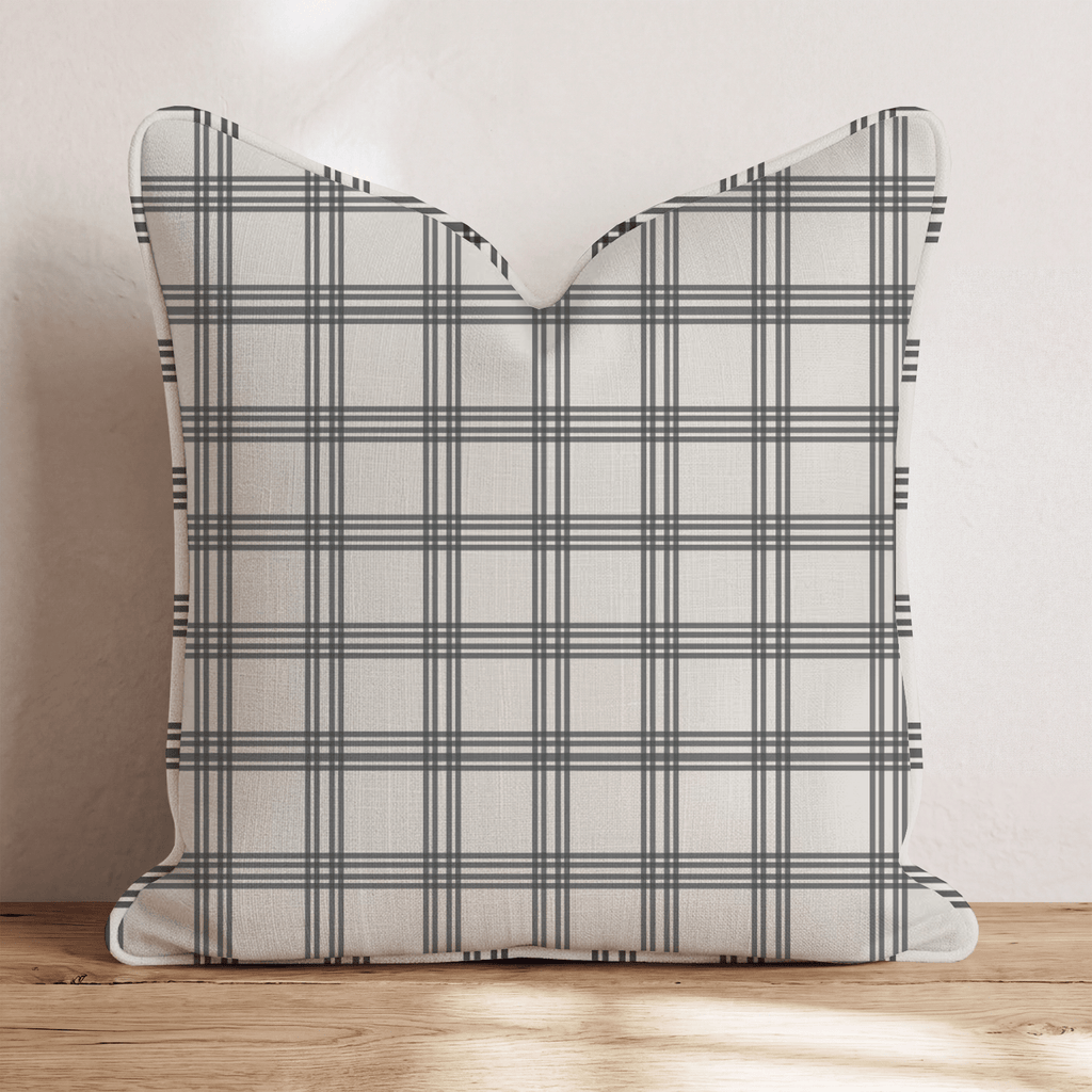 Ivory Windowpane Throw Pillow throw pillow - Hillcroft Home